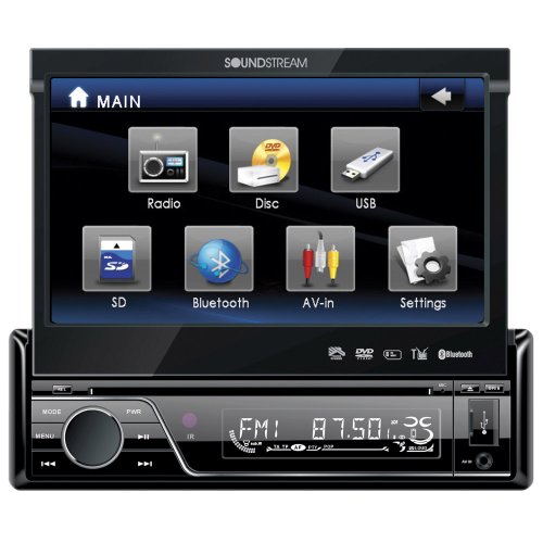 Soundstream VIR-7830B Reproductor de DVD estéreo para automóvil Bluetooth de un DIN con pantalla táctil LCD de 7 pulgadas