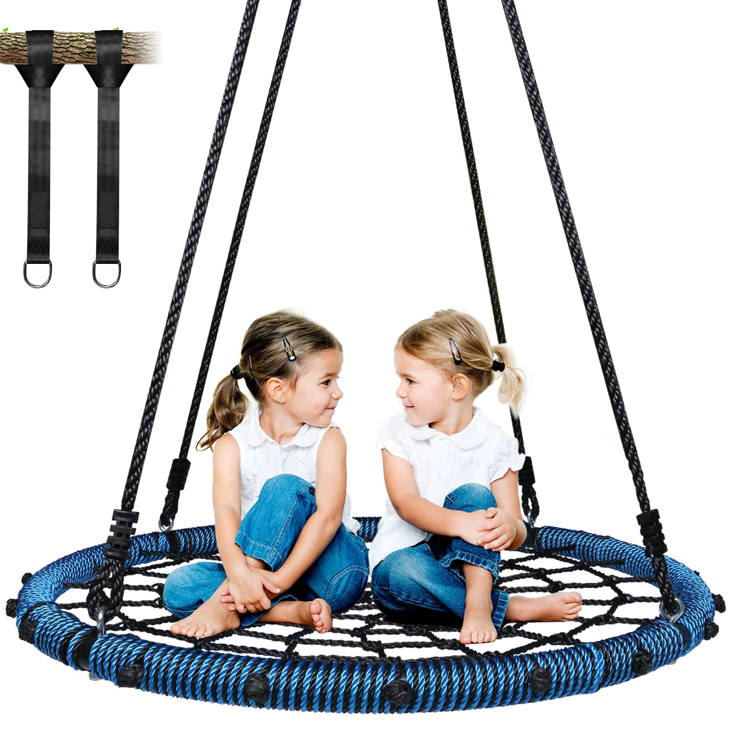 Trekassy Columpio de telaraña de 40 pulgadas para niños con estructura de acero y 2 correas para colgar