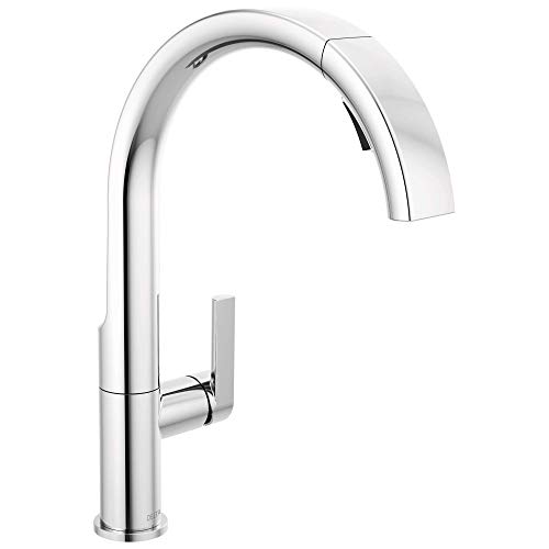 Delta Faucet Grifo de cocina cromado Keele con rociador...