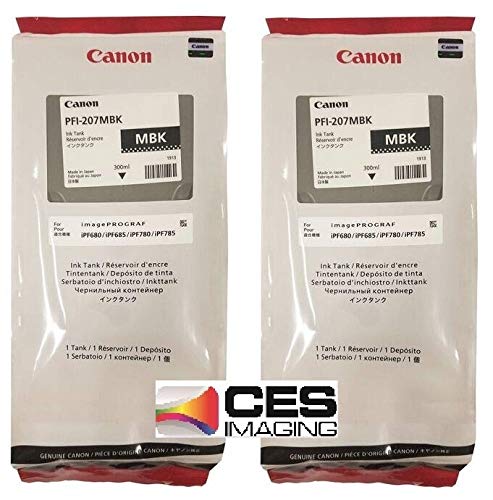 Canon 2 cartuchos de tinta negra mate PFI-207MBK de 300 ml en paquete minorista