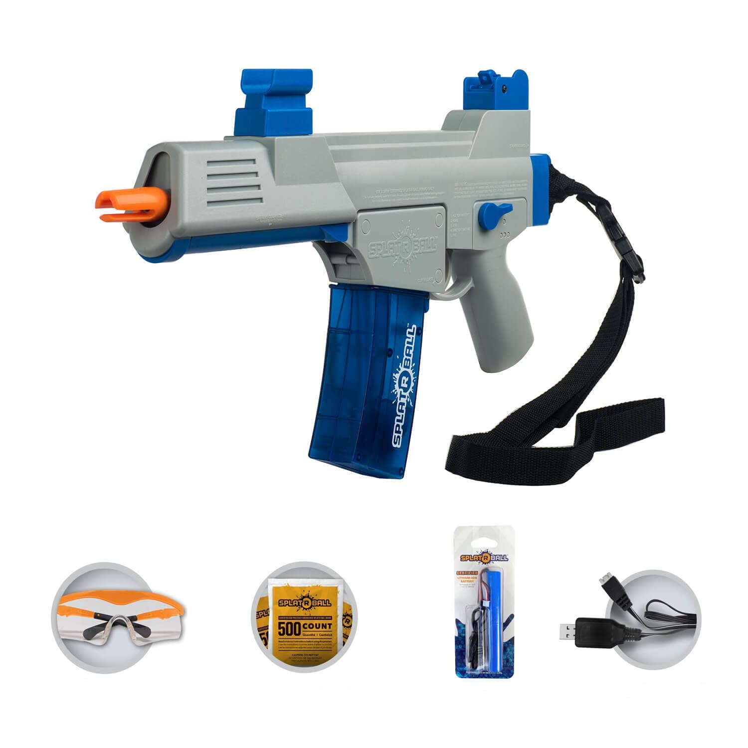 SplatRBall SRB400-SUB Kit de pistola de chorro de bolas de agua con bola de gel. ¡Splat R Ball Everything con The Electric Blaster capaz de disparar hasta 200 fps! Pistola de salpicaduras