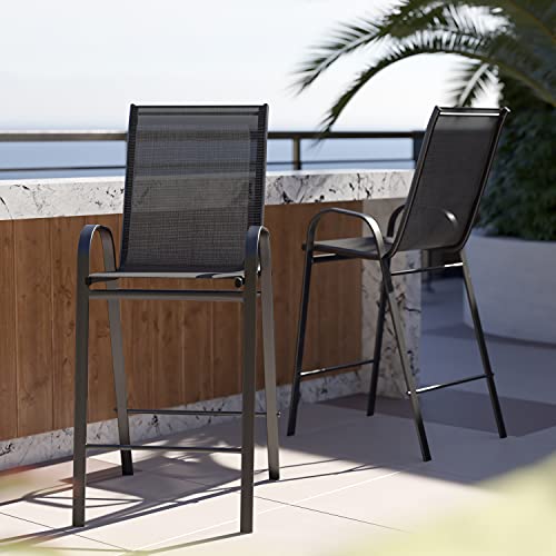 Flash Furniture Silla apilable para exteriores de la serie Brazos