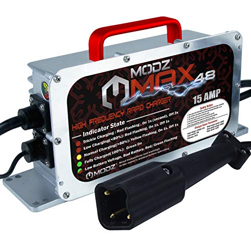 MODZ Max48 15 AMP Yamaha G29 Drive & Drive 2 Cargador de batería para carros de golf de 48 voltios